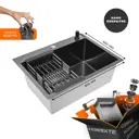 Мойка для кухни врезная с дозатором Glyph Gl36050Bd с сушилкой 50x60 см глубина чаши 20 см нержавеющая сталь цвет графит