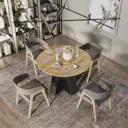Кухонный стол круглый Трия Тип 1 115x115 см ЛДСП цвет черный, дуб крафт золотой