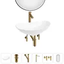 Раковина Wellsee carefree dove 20218349R 43см цвет раковина 6 в 1: д/к, сифон, смеситель, вентили, зеркало