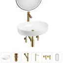 Раковина Wellsee belle spa 3.0 20218491R 55см цвет раковина 6 в 1: д/к, сифон, смеситель, вентили, зеркало