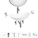 Раковина Wellsee carefree dove 20218379R 60см цвет раковина 7 в 1: д/к, сифон, смеситель, вентили, зеркало, аксессуары