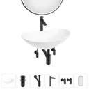 Раковина Wellsee carefree dove 20218376R 60см цвет раковина 6 в 1: д/к, сифон, смеситель, вентили, зеркало