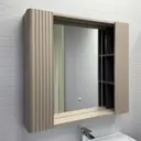 Зеркальный шкаф Comforty Ангара-90 LED подсветка антизапотевание цвет дуб латте