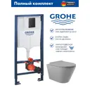 Система инсталляции для унитаза Grohe Solido 38811KF0CV2130A 3 в 1 клавиша Even фантомный черный унитаз Vortex Торнадо Soft-Close серый матовый конус