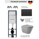 Комплект инсталляция и унитаз: инсталляция Am.pm I012711.0338CV2130 ErgoFit, клавиша ErgoFit M черный, унитаз Vortex Торнадо Soft-Close конус