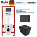 Комплект инсталляция и унитаз Tece beWash: Инсталляция Tece Kraft Унитаз подвесной безободковый с сиденьем микролифт чёрный матовый
