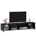 Тумба под телевизор Любимый дом Бруклин 200х36х36.6 см ЛДСП цвет черный лакированный