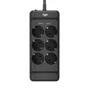 Сетевой фильтр с защитой Agni TP-FS6E-5m-black 3x1.5 5 м 6 розеток с заземлением 4000 Вт цвет черный