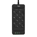 Сетевой фильтр с защитой Agni TP-FS4U6E-C-3m-black 3x1.5 3 м 6 розеток с заземлением 4000 Вт цвет черный