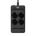 Сетевой фильтр с защитой Agni TP-FS4E-5m-black 3x1.5 5 м 4 розетки с заземлением 4000 Вт цвет черный