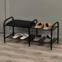 Этажерка для обуви Nika Люкс 36x6x80 см 2 полки металл и ПВХ цвет черный