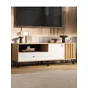 Тумба под телевизор Сима-ленд Роджина 150х42х50 см ЛДСП цвет белый глянец/дуб крафт