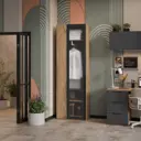 Шкаф распашной Трия Порто с 1 дверью 70x217x37 см ЛДСП цвет яблоня беллуно/графит/стекло сатин черное