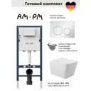 Инсталляция AM.PM I012709.0101 PrimeFit с клавишей слива PrimeFit L глянцевый белый и унитаз Long 52.5x34.5 Vortex Soft-Close глянцевый белый квадрат