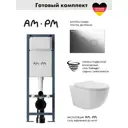 Инсталляция AM.PM I012711.0151 ErgoFit с клавишей слива ErgoFit L пластик гл/хром унитаз Long 52x36.5 Vortex Soft-Close глянцевый белый овал