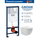 Инсталляция GROHE Rapid SL с клавишей смыва Skate Air (3 реж) 3-в-1 (113 м)(38721001) и унитаз Long 520*365 Vortex Soft-Close белый глянцевый овал