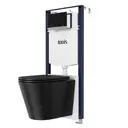 Комплект инсталляция и унитаз IDDIS Basic BASCABBi73 3в1: подвесной унитаз черный, инсталляция и клавиша смыва черная