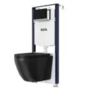 Комплект инсталляция и унитаз IDDIS BASBLBBi73 3в1: подвесной унитаз черный, инсталляция и клавиша смыва черная