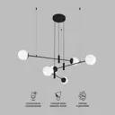Светильник подвесной EUROSVET a062030 Planet 6 ламп 12 м² цвет черный/белый