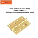 Петля универсальная Morelli стальная с подшипниками MSN 100Х70Х2.5-4BB MSG матовое сатинированное золото
