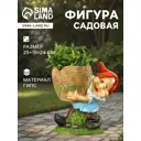 Фигура садовая Гном с кашпо Хорошие сувениры гипс 25 x 15 см