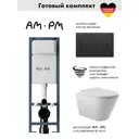 Инсталляция AM.PM I012711.0338 ErgoFit с клавишей слива ErgoFit M пластик матовый черный унитаз Long 52x36.5 Vortex глянцевый белый конус