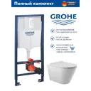 Инсталляция GROHE Rapid SL 3 в 1 с клавишей смыва Skate Cosmopolitan альпин-белый (38772SH0) и унитаз Long 520*365 Vortex белый глянцевый конус