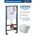 Инсталляция GROHE Rapid SL стандартная с клавишей хром и унитаз подвесной безободковый ADT Long 52x36.5 Vortex микролифт белый глянцевый конус