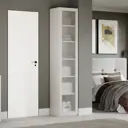 Шкаф Трия 45x217x37 см ЛДСП цвет белый жемчуг/стекло сатин белое