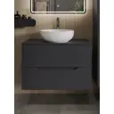 Тумба с раковиной подвесная Topline FLIPTUS80G-7420W 80 см цвет графит/белый