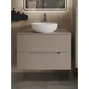 Тумба с раковиной подвесная Topline FLIPTUS80L-7420W 80 см цвет латте/белый