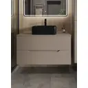 Тумба с раковиной подвесная Topline FLIPTUS100L-2460B 100 см цвет латте/черный