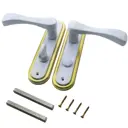 Ручка дверная на планке Левша под фиксатор "Доганлар" белый/золото 2 комплекта