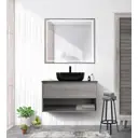 Зеркало для ванной Belbagno Kraft SPC-KRAFT-900-800-LED-TCH-WARM-NERO с подсветкой 90x80см