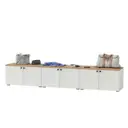 Обувница Mobi Остин 3х13.257-БЗ 240x44x42 см 6 полок ЛДСП цвет белый шагрень/дуб крафт золотой