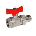 Кран шаровой с американкой прямой Галлоп 332 Крепыш DN15 PN16 1/2" ВР-НР латунь ручка бабочка 0103217_НСК