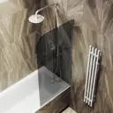 Ширма на ванну MaybahGlass 44 см стеклянная 6 мм цвет профиля графит/хром матовый