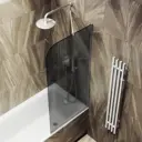 Ширма на ванну MaybahGlass 44 см стеклянная 6 мм лево цвет профиля графит мат/хром мат