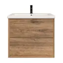 Тумба под раковину RUVANN RINNI 50 в ванную подвесная цвет дуб веллингтон табак