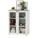 Тумба-витрина Остин 16.394.01 80x42x99 см ЛДСП цвет белый/дуб крафт золотой