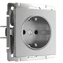 Розетка встраиваемая Werkel Встраиваемые механизмы a050881 с заземлением цвет серебряный