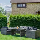 Садовая мебель для обеда Royal Family Karl искусственный ротанг серый:стол, диван, 2 кресла