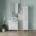 Пенал для ванной Onika Модерн 36 напольный с бельевой корзиной белый правый