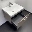 Тумба под раковину подвесная Comforty 00-00021034 60см с раковиной Comforty 4460 цвет Дуб латте