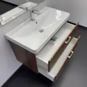 Тумба под раковину подвесная Comforty 00-00021037 90см с раковиной Comforty 4490 цвет Дуб темно-коричневый