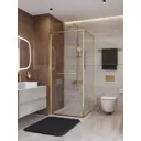 Душевой уголок Cezares LUX LUX-A-FS-1-90-C-BORO квадратная 90x90см золото профиль эффект стекла прозрачный