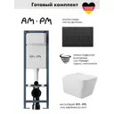 Инсталляция AM.PM I012711.0338 ErgoFit с клавишей слива ErgoFit M пластик матовый черный унитаз Long 52.5x34.5 Vortex глянцевый белый квадрат