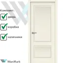 Комплект межкомнатной двери Wanmark Скай-2 глухая 200x80см эмаль ваниль с коробом и наличниками