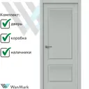 Комплект межкомнатной двери Wanmark Скай-2 глухая 200x70см эмаль RAL 7047 с коробом и наличниками