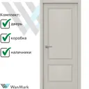 Комплект межкомнатной двери Wanmark Скай-2 глухая 200x90см эмаль RAL 7044 с коробом и наличниками